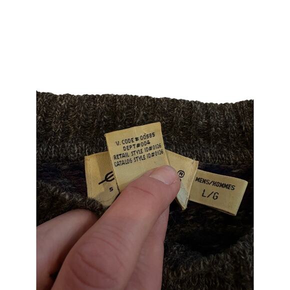 Vtg Eddie Bauer Sweater Mens Large Gray Fair Isle Wool Knit Nordic Crewneck Y2K - Picture 5 of 9